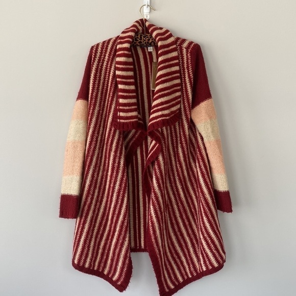 NEW NWT Blue Rain Francesca's Striped Open Front Draped Cardigan Sweater Small - Picture 8 of 8